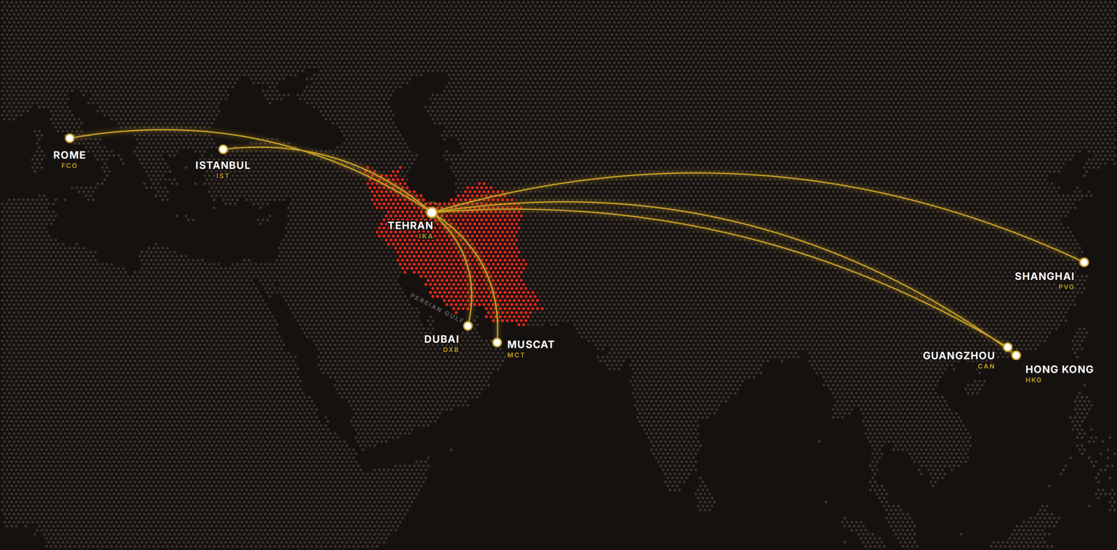 PST Express international shipping map